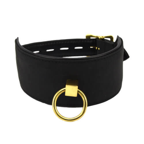 Bound Noir collier cuir nubuck avec anneau O